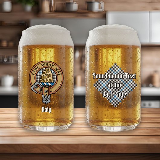 Clan Haig Crest over Check Tartan Dosenglas