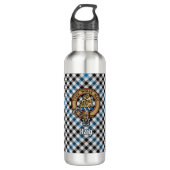 Clan Haig Crest over Check Tartan Edelstahlflasche (Vorderseite)
