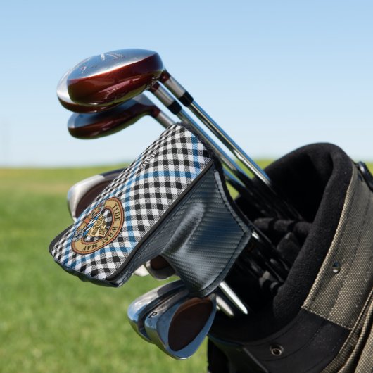 Clan Haig Crest over Check Tartan Golf Headcover (In Situ)