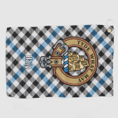 Clan Haig Crest over Check Tartan Golfhandtuch (Horizontal)