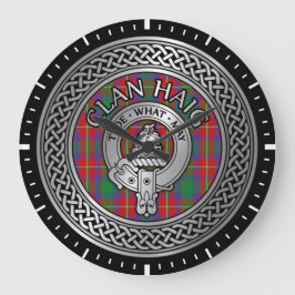 Clan Haig Crest & Tartan Knot Große Wanduhr