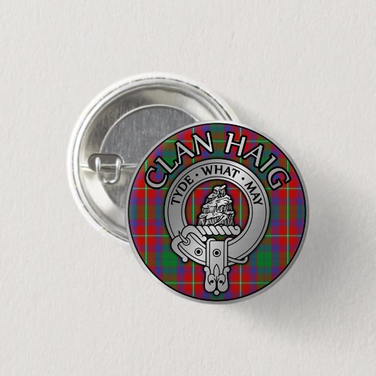 Clan Haig Wappen & Tartan Button (Vorne & Hinten)