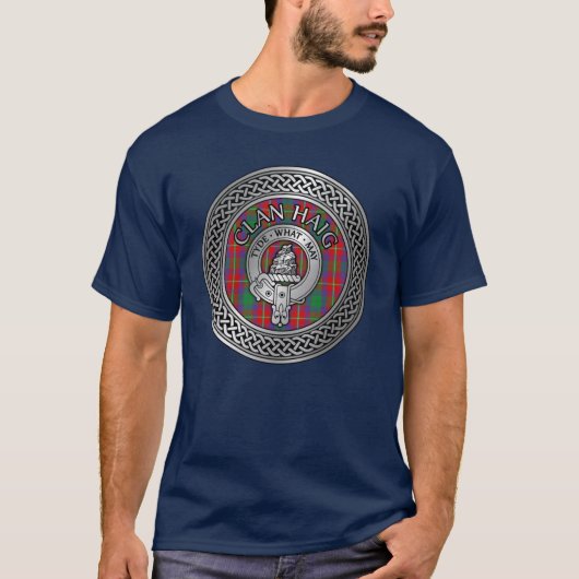 Clan Haig Wappen & Tartan Knot T-Shirt (Vorderseite)