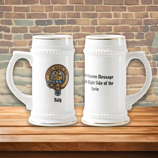 Clan Haig-Wappen über Check-Tartan Bierglas
