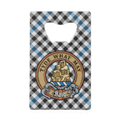 Clan Haig-Wappen über Check-Tartan Geldbeutel Flaschenöffner (Vorderseite)