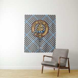 Clan Haig-Wappen über Check-Tartan Wandteppich