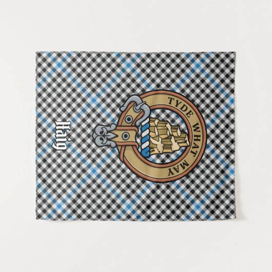 Clan Haig-Wappen über Check-Tartan Wandteppich (Vorderseite (Horizontal))