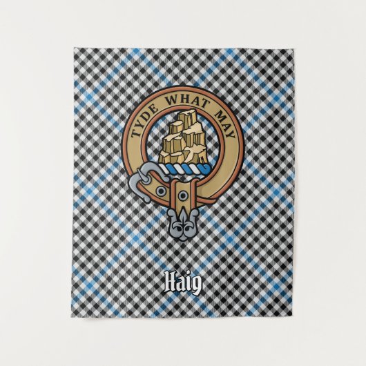Clan Haig-Wappen über Check-Tartan Wandteppich (Vorderseite)