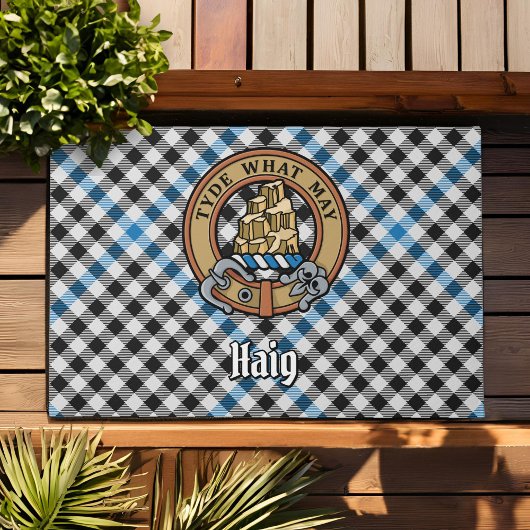 Clan Haig-Wappen über Karo-Tartan Fußmatte