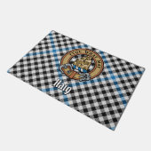 Clan Haig-Wappen über Karo-Tartan Fußmatte (Schrägansicht)