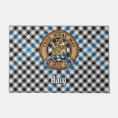 Clan Haig-Wappen über Karo-Tartan Fußmatte (Vorderseite)