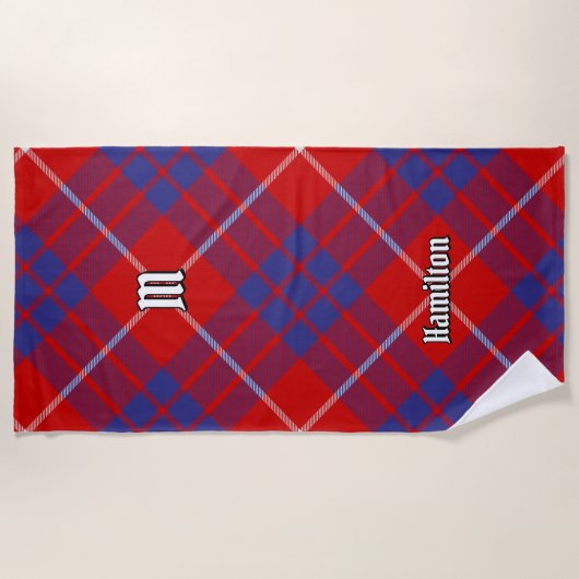 Clan Hamilton Red Tartan Beach Towel Strandtuch (Vorderseite)