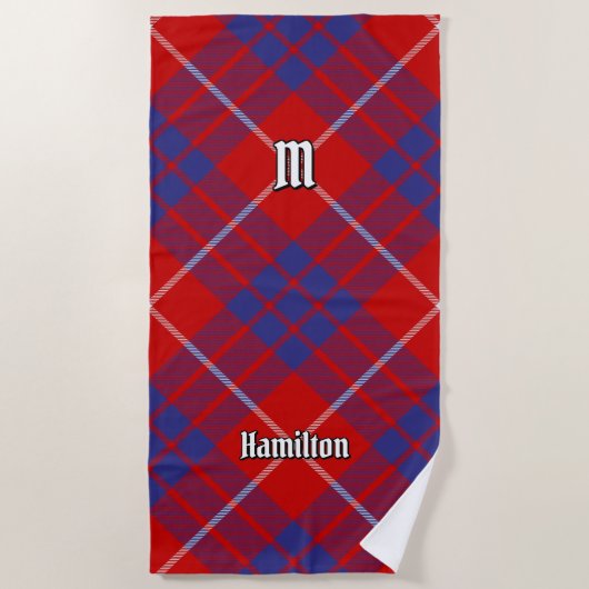 Clan Hamilton Red Tartan Beach Towel Strandtuch (Vorderseite)