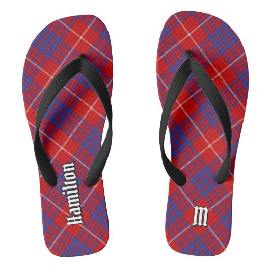 Clan Hamilton Red Tartan Flip Flops Badesandalen (Fußbett)