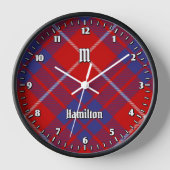 Clan Hamilton Red Tartan Large Clock Uhr (Vorderseite)