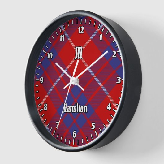 Clan Hamilton Red Tartan Large Clock Uhr (Winkel)