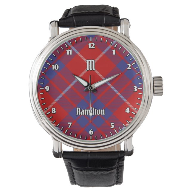 Clan Hamilton Red Tartan Watch Armbanduhr (Vorderseite)