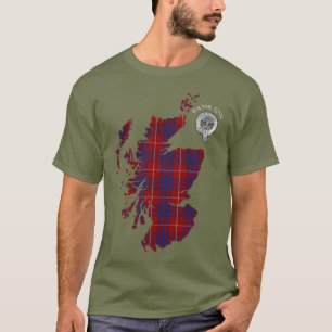 Clan Hamilton Tartan Karte und Wappen T - Shirt