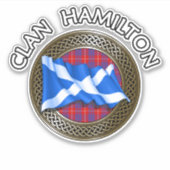 Clan Hamilton Tartan Knot & Flag Aufkleber (Vorderseite)