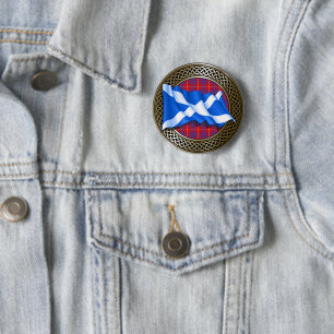 Clan Hamilton Tartan Knot & Flag Button