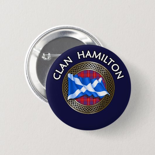 Clan Hamilton Tartan Knot & Flag Button (Vorne & Hinten)