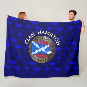 Clan Hamilton Tartan Knot & Flag Fleecedecke