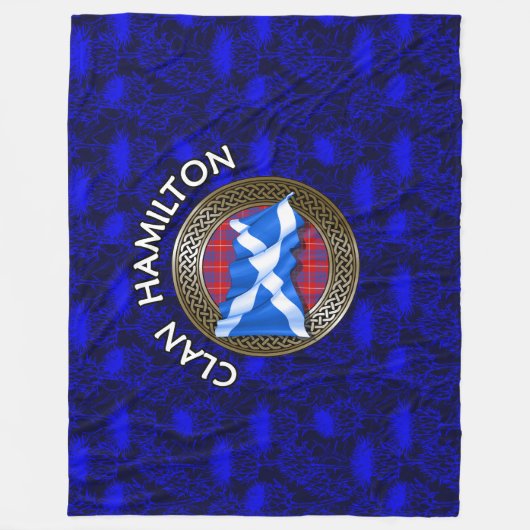 Clan Hamilton Tartan Knot & Flag Fleecedecke (Vorderseite)