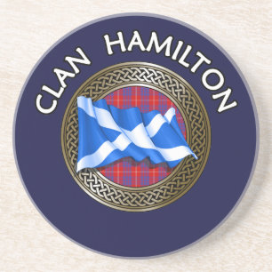 Clan Hamilton Tartan Knot & Flag Getränkeuntersetzer