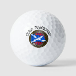 Clan Hamilton Tartan Knot & Flag Golfball