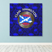 Clan Hamilton Tartan Knot & Flag Leinwanddruck (Insitu (Holzboden))