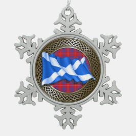 Clan Hamilton Tartan Knot & Flag Schneeflocken Zinn-Ornament