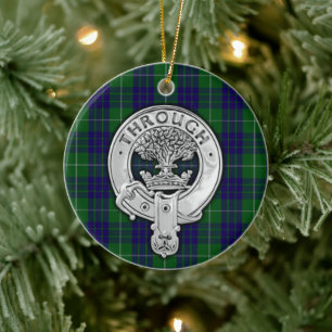 Clan Hamilton Wappen & Hunting Tartan Keramik Ornament