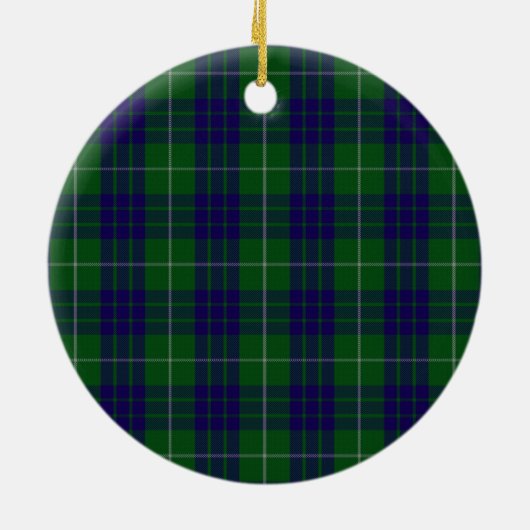 Clan Hamilton Wappen & Hunting Tartan Keramik Ornament (Hinten)