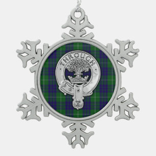 Clan Hamilton Wappen & Hunting Tartan Schneeflocken Zinn-Ornament