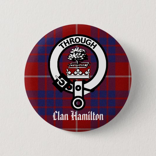 Clan Hamilton Wappen & Tartan Button (Vorderseite)