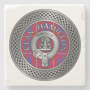 Clan Hamilton Wappen & Tartan Knot Stone Untersetz Steinuntersetzer