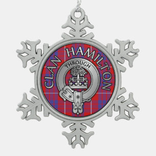 Clan Hamilton Wappen & Tartan Schneeflocken Zinn-Ornament