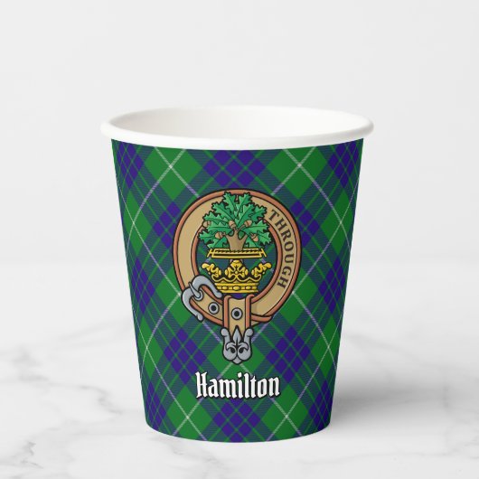 Clan Hamilton Wappen über die Jagd Tartan Papier C Pappbecher (Vorderseite)