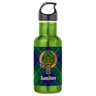 Clan Hamilton-Wappen über Hunting Tartan Edelstahlflasche