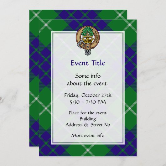Clan Hamilton Wappen über Jagd Tartan Einladung (Vorne/Hinten)