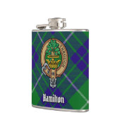Clan Hamilton Wappen über Jagd Tartan Flachmann (Links)