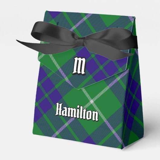 Clan Hamilton Wappen über Jagd Tartan Gevor Box Geschenkschachtel (Vorderseite)