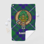 Clan Hamilton Wappen über Jagd Tartan Golf Towel Golfhandtuch (Insitu)