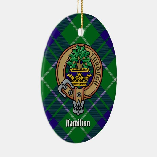 Clan Hamilton Wappen über Jagd Tartan Keramik Ornament (Rechts)