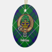 Clan Hamilton Wappen über Jagd Tartan Keramik Ornament (Links)