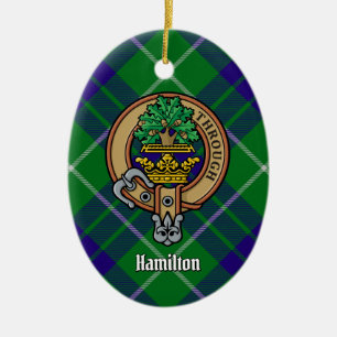 Clan Hamilton Wappen über Jagd Tartan Keramik Ornament