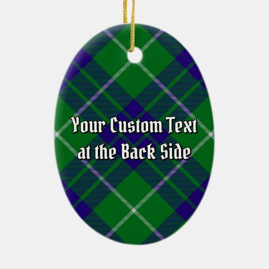 Clan Hamilton Wappen über Jagd Tartan Keramik Ornament (Hinten)