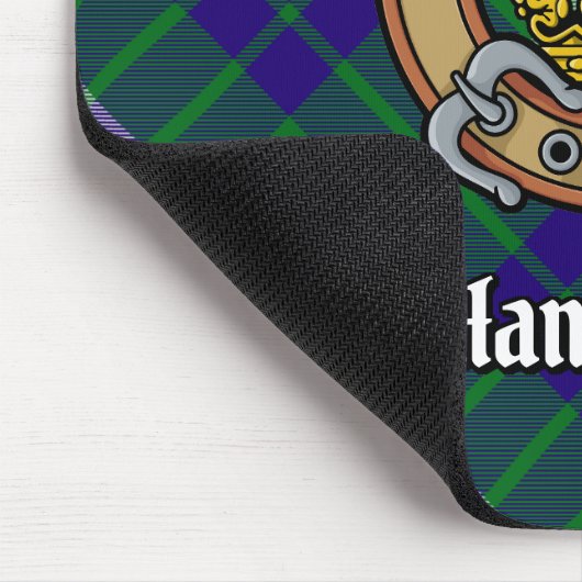Clan Hamilton Wappen über Jagd Tartan Mousepad (Ecke)