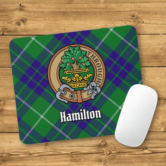 Clan Hamilton Wappen über Jagd Tartan Mousepad
