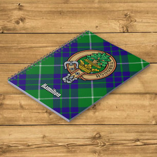 Clan Hamilton Wappen über Jagd Tartan Notizblock